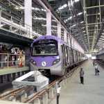 New six coach metro train in Salt Lake depot of Kolkata Metro