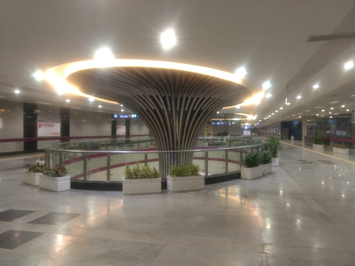 First look of the soon to be opened Terminal 1-IGI Airport station of Magenta Line