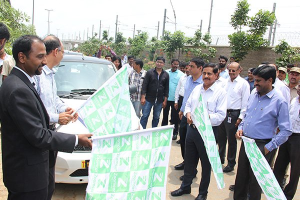 HMRL MD Mr.NVS Reddy inaugurated Electric cars on self drive & rental basis as pollution free first and last mile connectivity at Miyapur Metro station today.