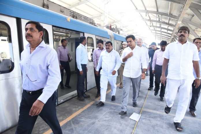 State Transport Minister KTR on his visit to Hyderabad Metro