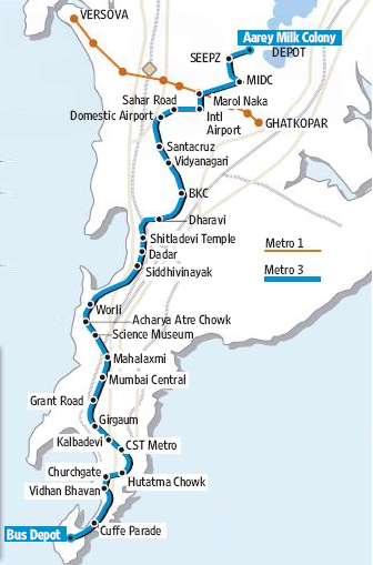 Mumbai Metro Line 3 map