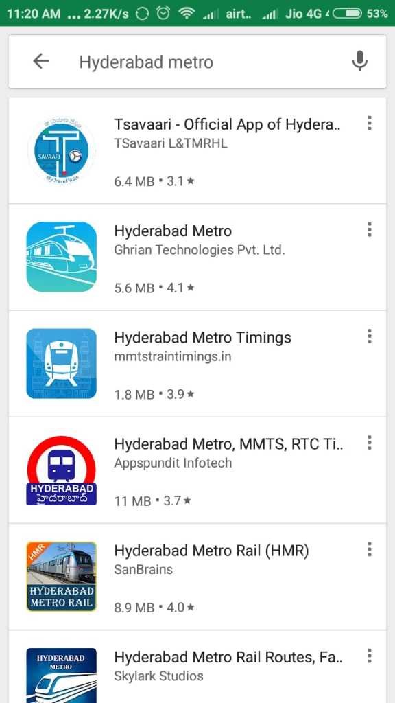 Hyderabad Metro T-Savari Apps