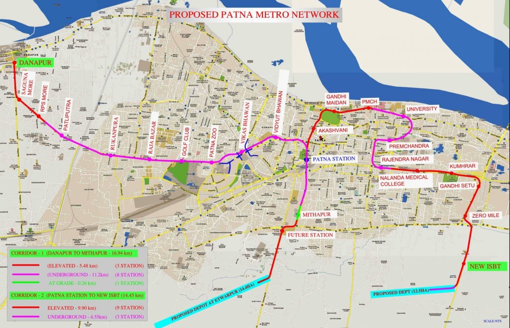 Route Map of Patna Metro Project: