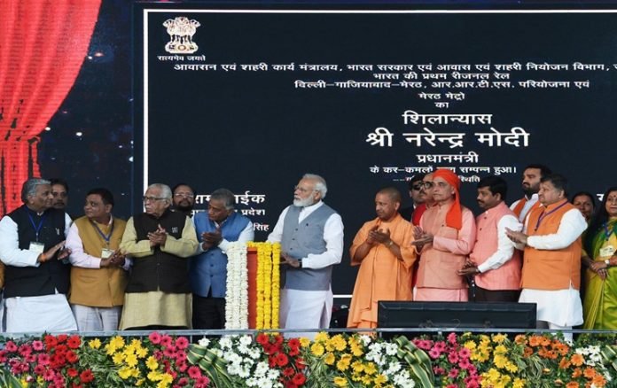 PM Narendra Modi Laid Foundation Stine for Delhi Meerut RRTS Corridor foundation stone laying of Delhi-Ghaziabad-Meerut Regional Rapid Transit System RRTS by PM Narendra Modi