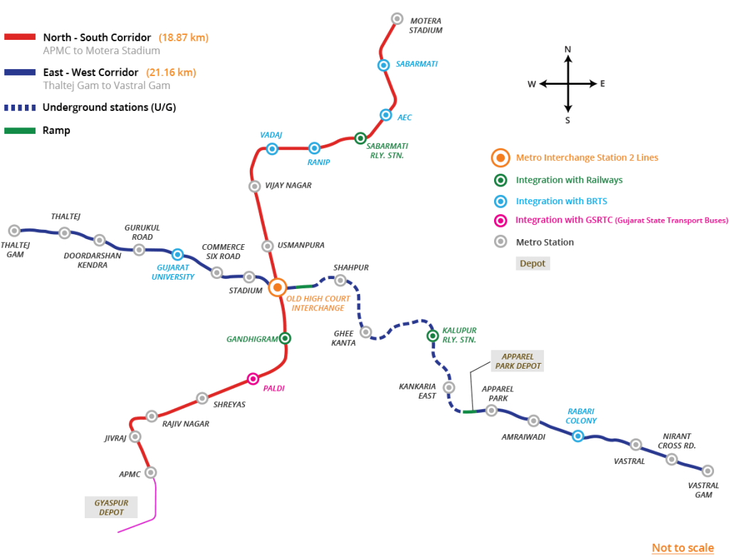 Ahmedabad Metro Rail Route map