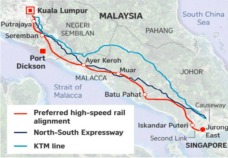 KL-SG HSR Project Route map
