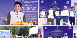 Minister of Railways and Commerce &Industry, Shri Piyush Goyal launched CORAS (Commando for Railway Security) of Indian Railways and new establishment manual for Railway Protection Force today. Chairman, Railway Board, Shri Vinod Kumar Yadav, other Railway Board Members, DG, RPF, Shri Arun Kumar, General Manager, Northern Railway, Shri T.P. Singh, along with senior Railway officials were present on the occasion