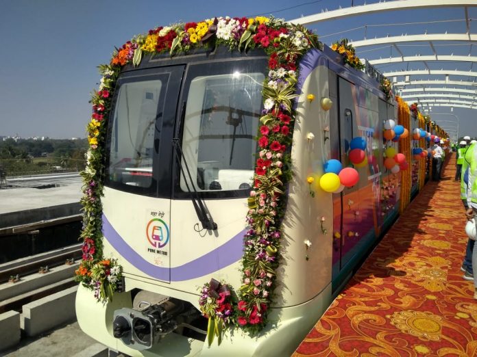 Pune Metro Train Placed on Track