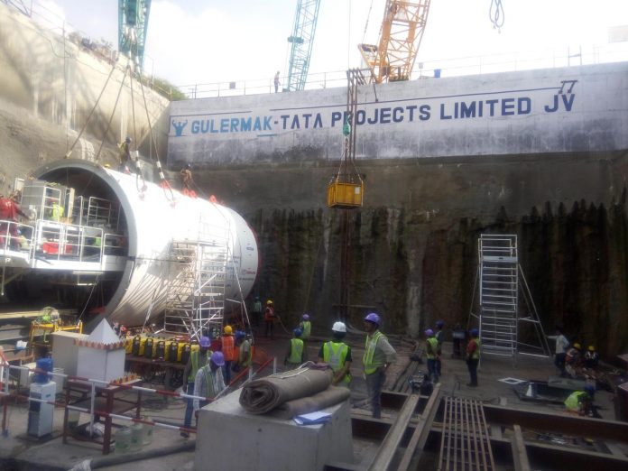 Tata-Projects-Lowering-TBM-for-Pune-Metro-Underground-Project.