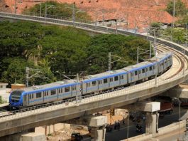 Three metro trains arrive at Koyambedu