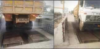 automatic vehicle wheel wash machine at the Bamaurali Katara casting yard for the Agra Metro Rail Project
