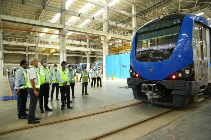 First Metro Train Set of Chennai Metro Overhauled for Passenger Service Chennai Metro