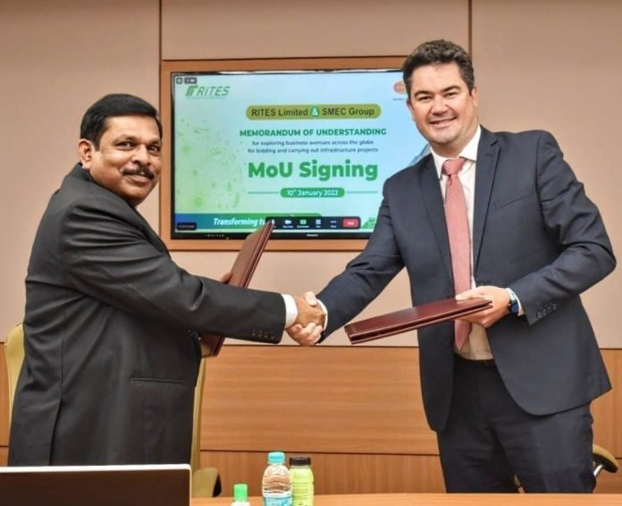 Senior officials of RITES Ltd and SMEC Group at the MoU-signing ceremony in Gurugram Senior officials of RITES Ltd and SMEC Group at the MoU-signing ceremony in Gurugram