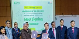 Senior officials of RITES and CSIR-CRRI at MoU-signing ceremony in New Delhi