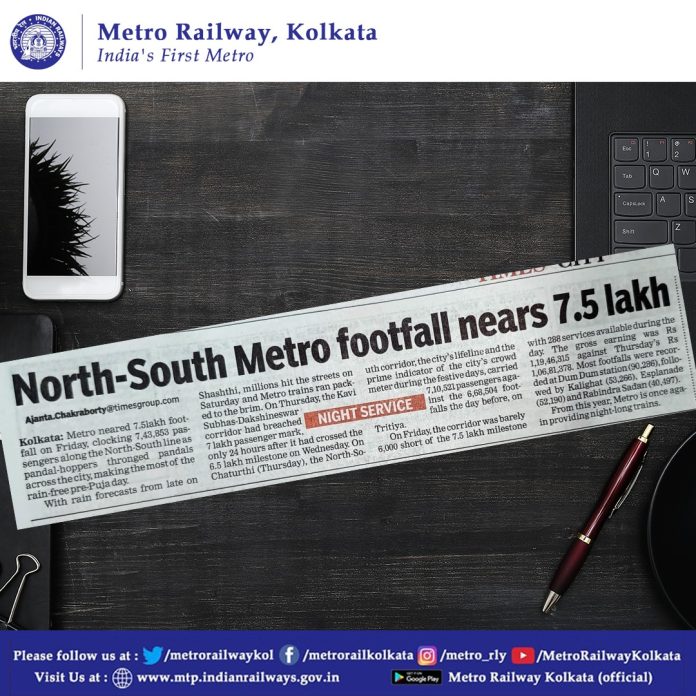 Footfalls in Kolkata Metro crosses 7 lakhs mark in festive rush
