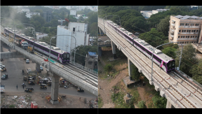 Pune Metro conducted trial run from Garware College Metro to Civil Court Interchange Metro Station