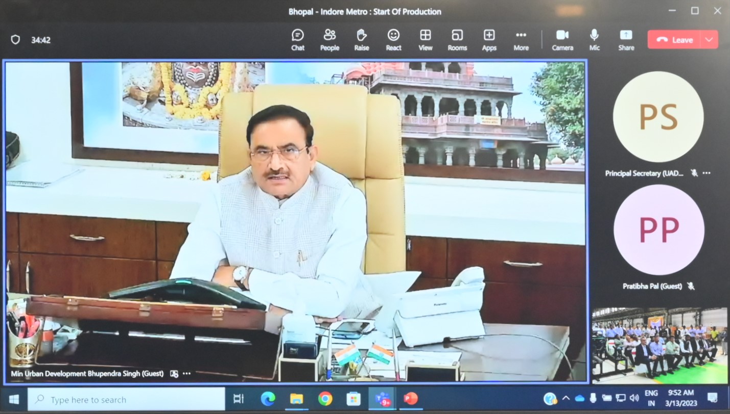 Honorable Urban Development and Housing Minister, Mr. Bhupendra Singh attending the ceremony virtually/Photo via Twitter