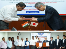 NHSRCL signing agreement with Japan High-speed rail Electric Engineering Co. Ltd./Image by NHSRCL