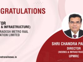 SHRI CHANDRA PAL SINGH JOINS AS DIRECTOR – WORKS & INFRASTRUCTURE, UPMRC