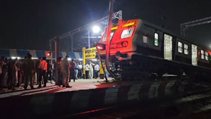 Train Climbs The Platform Leaving Track on Mathura Junction Train Climbs The Platform Leaving Track on Mathura Junction