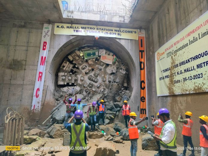 Bangalore Metro’s TBM Tunga Achieves Breakthrough at K G Halli Station
