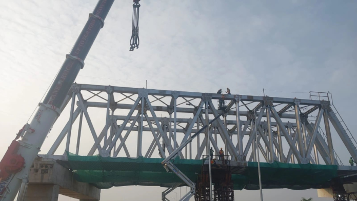 First Open Web Girder Installed on the C4 ECV-02 package of the Chennai Metro Phase 2