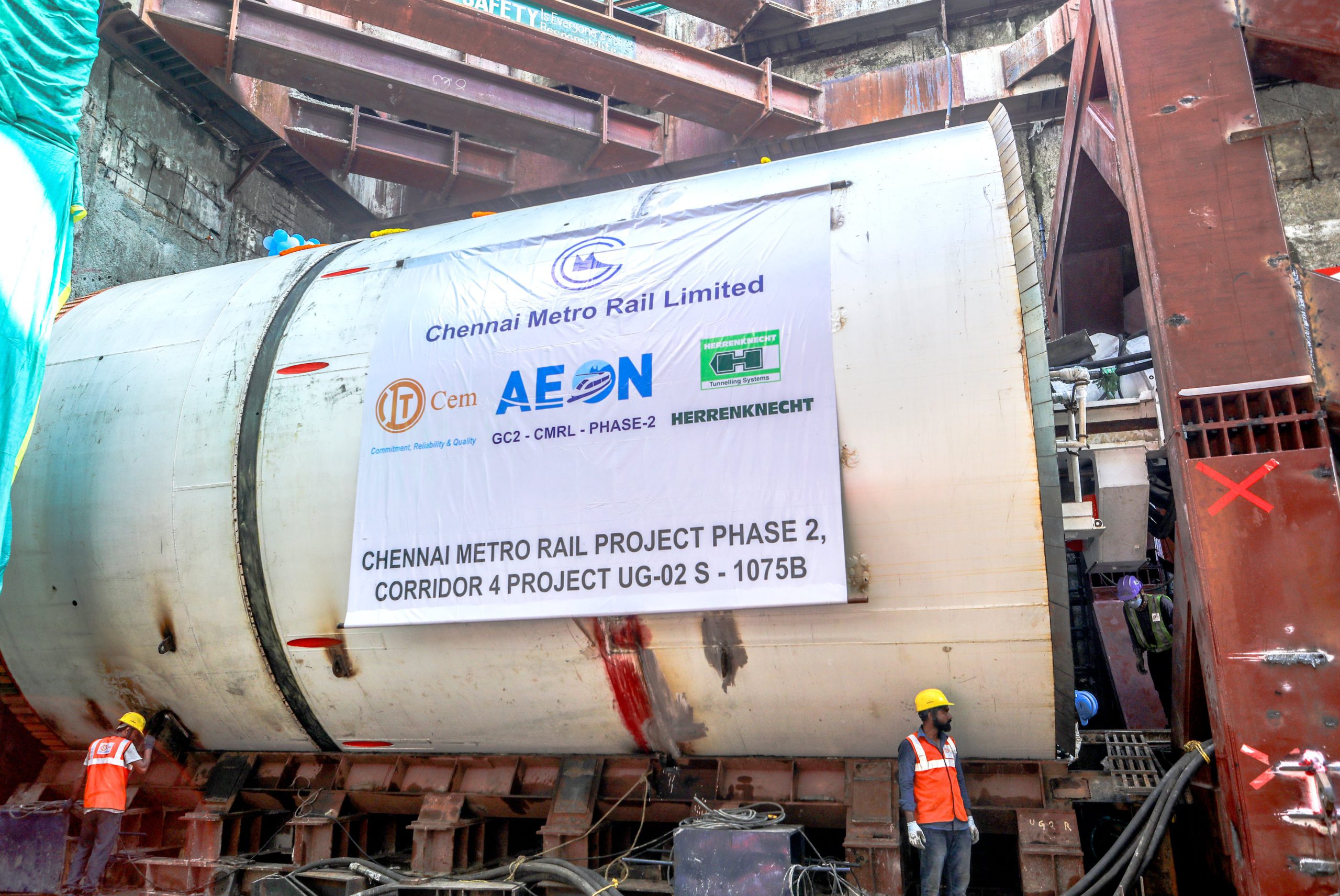 TBM Pelican of Chennai Metro Launched Yesterday at Panagal Park Station