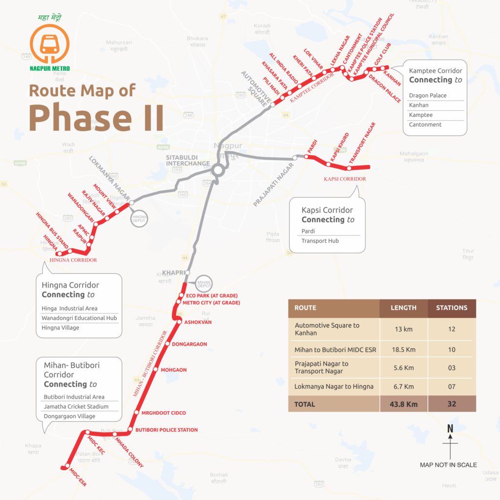 Nagpur Metro's Phase II Map