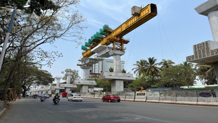 Ongoing work of Pune Metro Line 3.